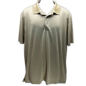 Pro Tour Men's XL 3 Button Golf Polo. Gold/ White Stripe. Arm Logo..............